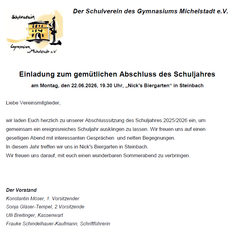Abschlussfeier des Schulvereins